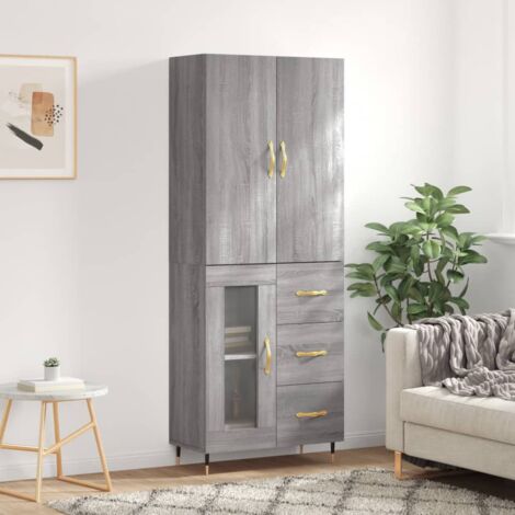 Aparador alto madera contrachapada gris  69,5x34x180 cm