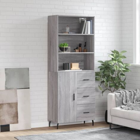 Aparador alto madera contrachapada gris  69,5x34x180 cm