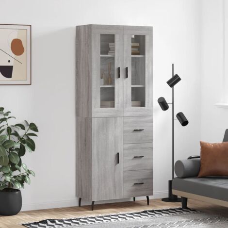 Aparador alto madera contrachapada gris  69,5x34x180 cm