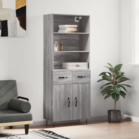 Aparador alto madera contrachapada gris  69,5x34x180 cm