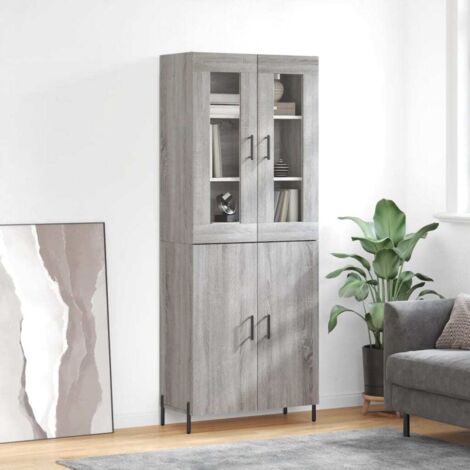 Aparador alto madera contrachapada gris  69,5x34x180 cm