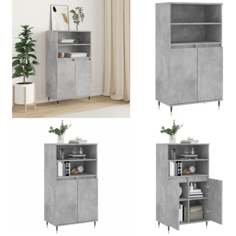 Aparador alto madera contrachapada gris hormigón 60x36x110 cm - Aparador industrial - Madera contrachapada