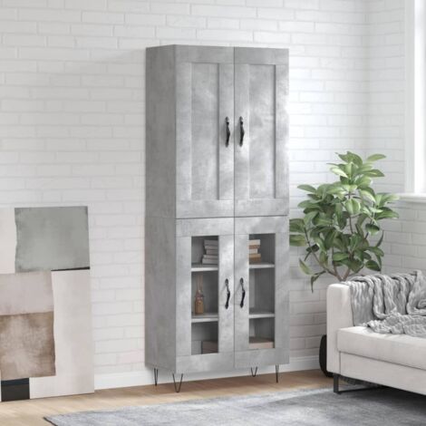 Aparador alto madera contrachapada gris hormigón 69,5x34x180 cm