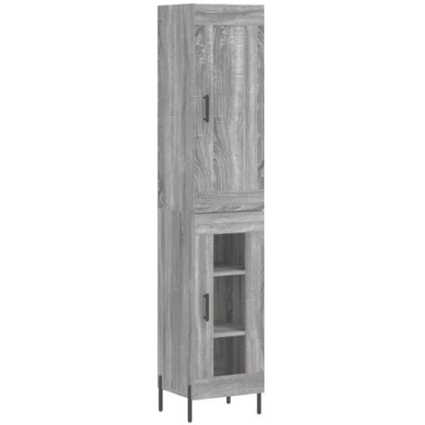 Aparador alto madera contrachapada gris Sonoma 34,5x34x180 cm vidaXL