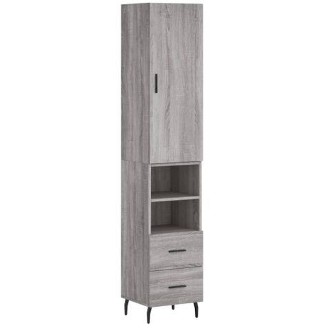 Aparador alto madera contrachapada gris Sonoma 34,5x34x180 cm vidaXL
