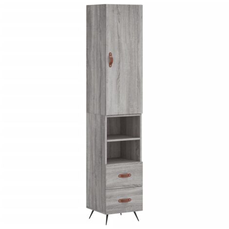 Aparador alto madera contrachapada gris Sonoma 34,5x34x180 cm vidaXL