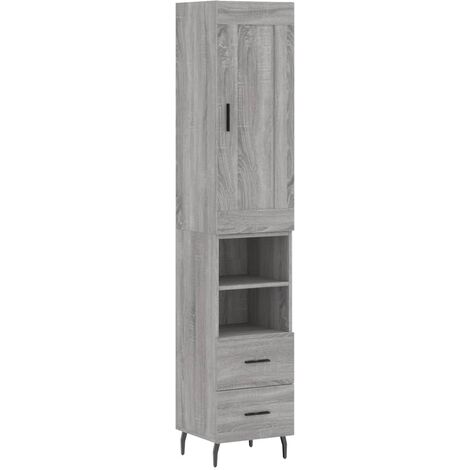 Aparador alto madera contrachapada gris Sonoma 34,5x34x180 cm vidaXL