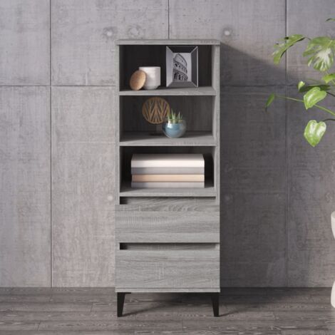 Aparador alto madera contrachapada gris Sonoma 40x36x110 cm vidaXL