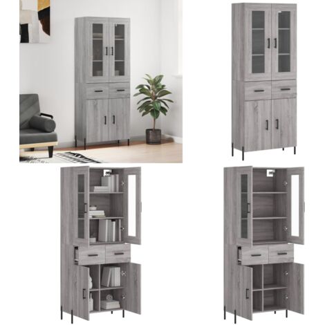 Aparador alto madera contrachapada gris sonoma 69,5x34x180 cm - Aparador de madera - Aparador gris Sonoma