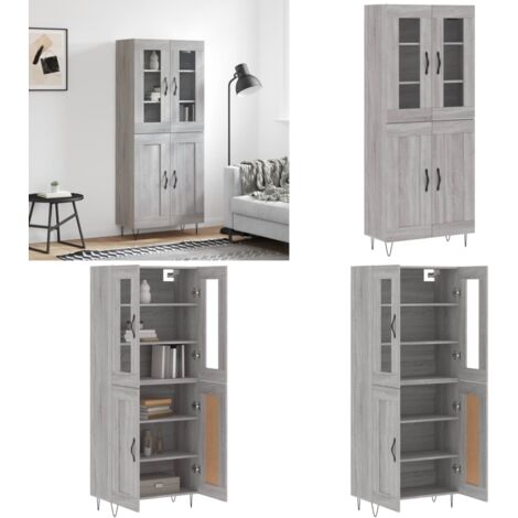 Aparador alto madera contrachapada gris sonoma 69,5x34x180 cm - Aparador de madera - Aparador gris Sonoma