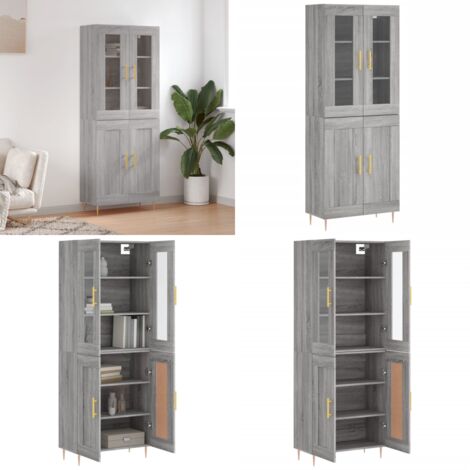 Aparador alto madera contrachapada gris sonoma 69,5x34x180 cm - Aparador de madera - Aparador gris Sonoma