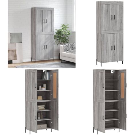 Aparador alto madera contrachapada gris sonoma 69,5x34x180 cm - Aparador de madera - Aparador gris Sonoma