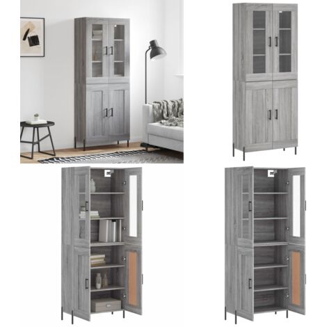 Aparador alto madera contrachapada gris sonoma 69,5x34x180 cm - Aparador de madera - Aparador gris Sonoma