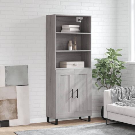 Aparador alto madera contrachapada gris sonoma 69,5x34x180 cm vidaXL