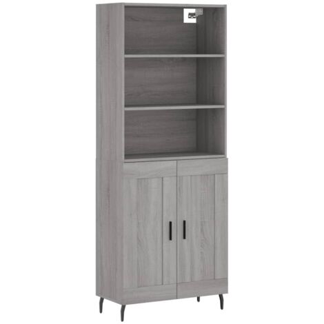 Aparador alto madera contrachapada gris sonoma 69,5x34x180 cm vidaXL