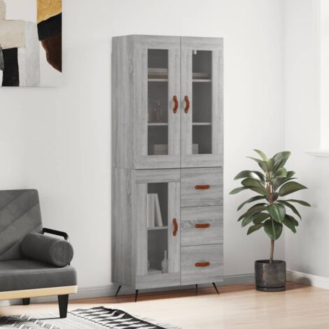 Aparador alto madera contrachapada gris sonoma 69,5x34x180 cm vidaXL