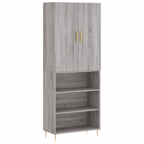 Aparador alto madera contrachapada gris sonoma 69,5x34x180 cm vidaXL