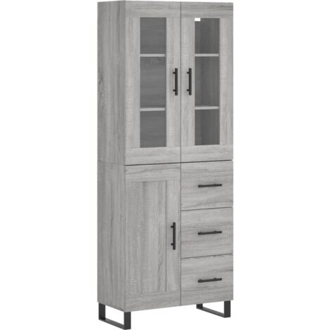 Aparador alto madera contrachapada gris sonoma 69,5x34x180 cm vidaXL