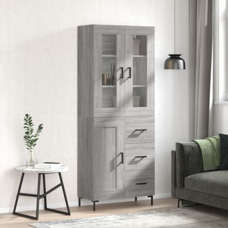 Aparador alto madera contrachapada gris sonoma 69,5x34x180 cm vidaXL