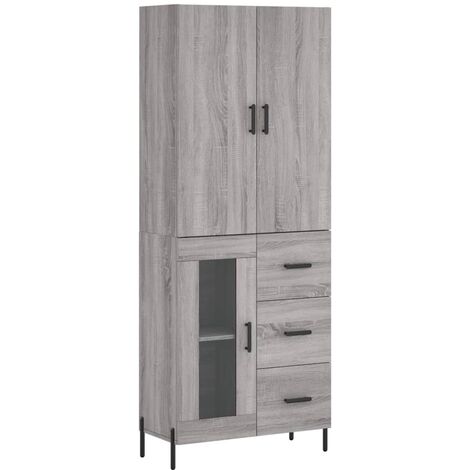 Aparador alto madera contrachapada gris sonoma 69,5x34x180 cm vidaXL