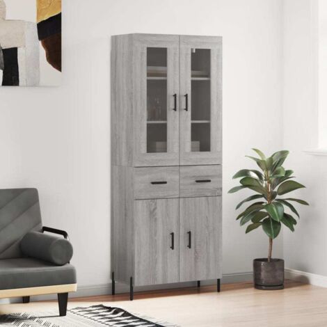 Aparador alto madera contrachapada gris sonoma 69,5x34x180 cm vidaXL