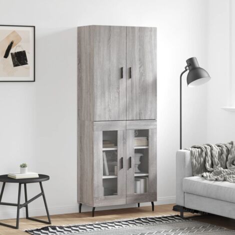 Aparador alto madera contrachapada gris sonoma 69,5x34x180 cm vidaXL