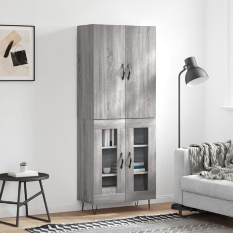 Aparador alto madera contrachapada gris sonoma 69,5x34x180 cm vidaXL