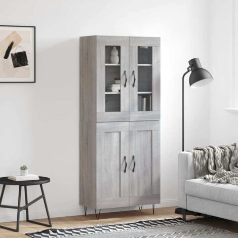 Aparador alto madera contrachapada gris sonoma 69,5x34x180 cm vidaXL