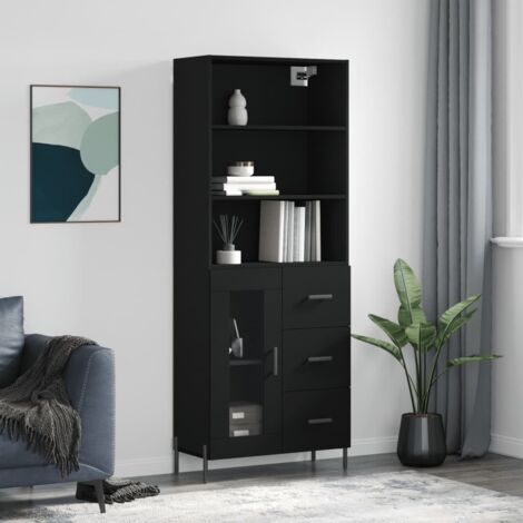 Aparador alto madera contrachapada negro 69,5x34x180 cm vidaXL