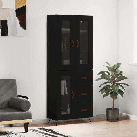 Aparador alto madera contrachapada negro 69,5x34x180 cm vidaXL