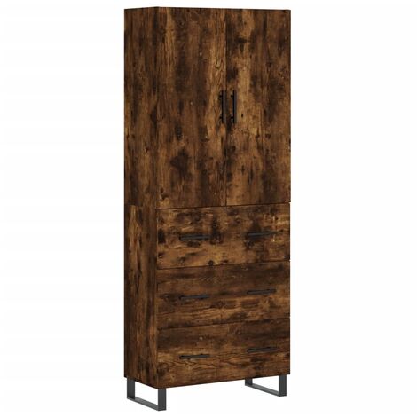Aparador alto madera contrachapada roble ahumado 69,5x34x180 cm vidaXL