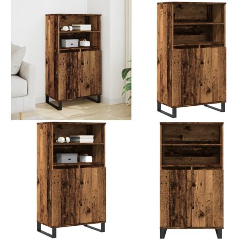 Aparador alto madera de ingeniería envejecida 60x36x110 cm - Aparador madera - Almacenamiento