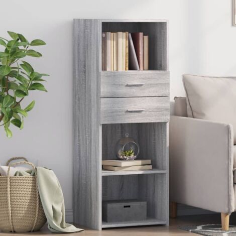 Aparador alto madera de ingeniería gris  45x42,5x124 cm