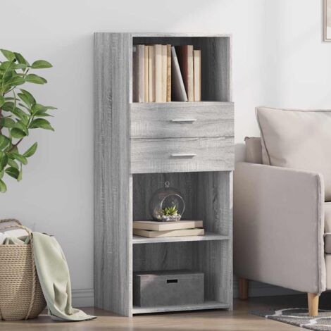 Aparador alto madera de ingeniería gris  50x42,5x124 cm