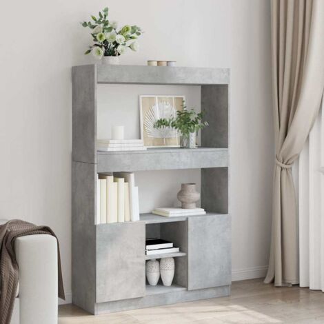 Aparador alto madera de ingeniería gris hormigón 92x33x140 cm vidaXL