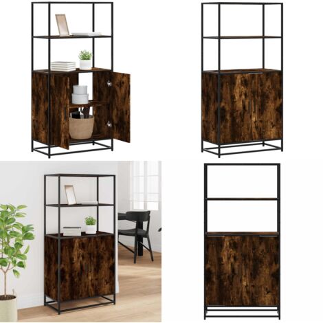 Aparador alto madera de ingeniería y metal 68x35x139 cm - Almacenamiento - Muebles de madera