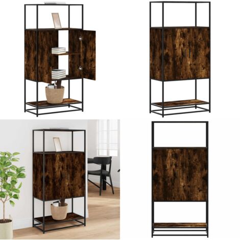 Aparador alto madera de ingeniería y metal 68x35x139 cm - Almacenamiento - Muebles de madera