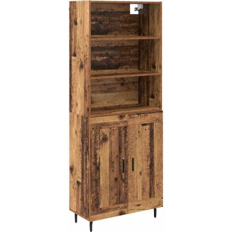 Aparador alto Madera envejecida 69,5 x 34 x 180 cm vidaXL