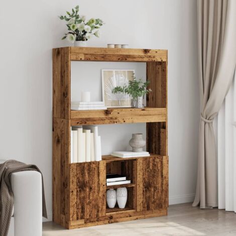 Aparador alto madera ingeniería madera envejecida 92x33x140 cm vidaXL
