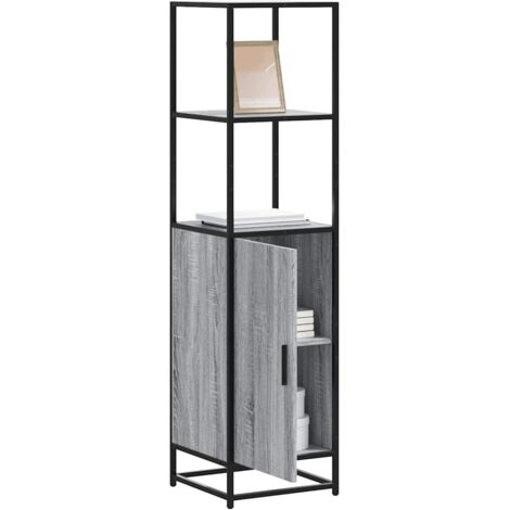 Aparador alto madera ingeniería metal gris  35,5x35x13 cm