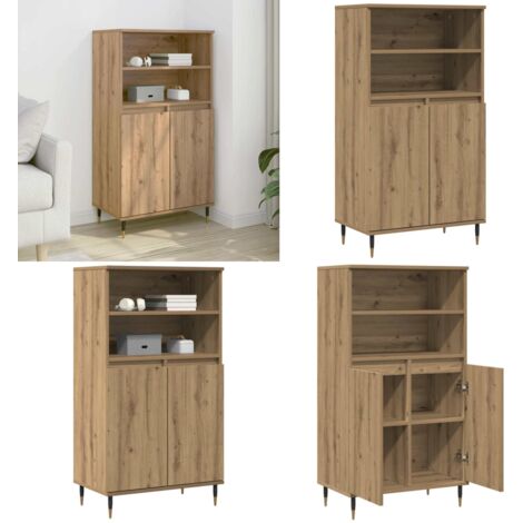 Aparador alto madera ingeniería roble artisian 60x36x110 cm - Madera de ingeniería - Almacenamiento