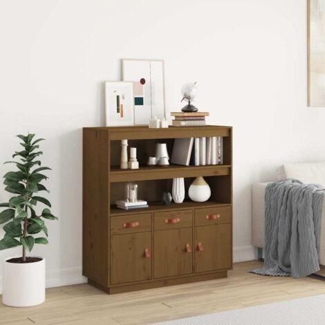 Aparador alto madera maciza de pino marrón miel 100x40x108,5 cm vidaXL
