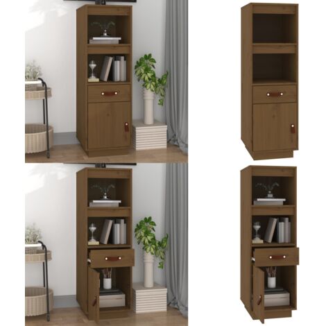 Aparador alto madera maciza de pino marrón miel 34x40x108,5 cm - Madera maciza - Almacenamiento