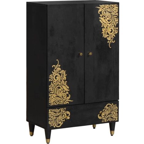 Aparador alto Negro 60 x 33 x 100 cm Madera de mango maciza