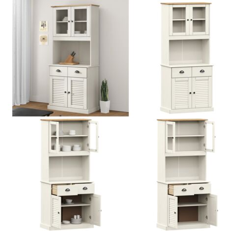 Aparador alto VIGO madera maciza de pino blanco 78x40x175 cm - Mueble de madera - Aparador de pino