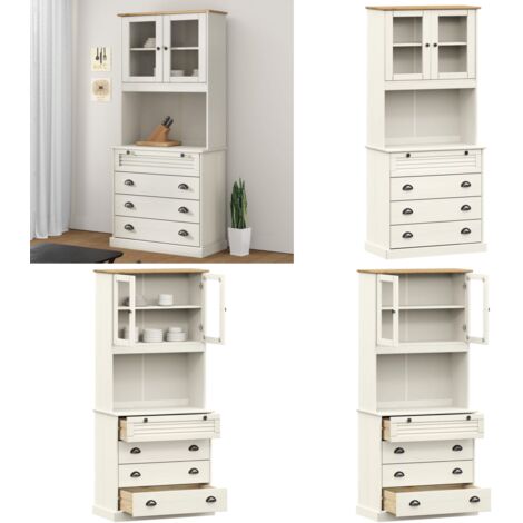 Aparador alto VIGO madera maciza de pino blanco 80x40x176 cm - Mueble de madera - Aparador de pino