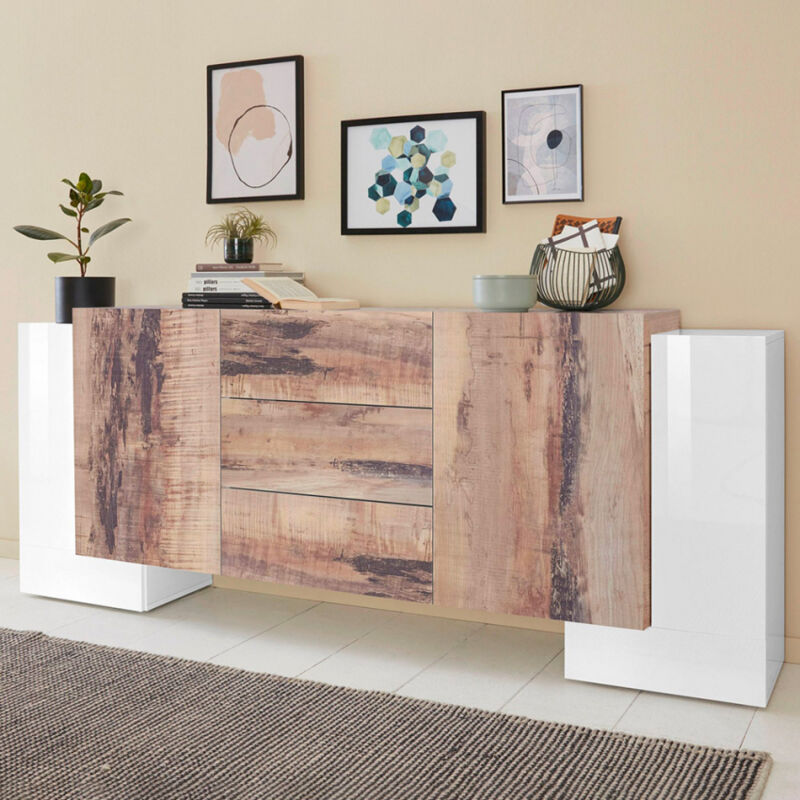 

Aparador aparador 210cm 4 puertas 3 cajones diseño moderno Pillon Lawe Acero