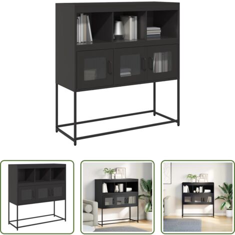 Aparador -  Aparador de acero laminado en frío negro 100,5x39x107 cm