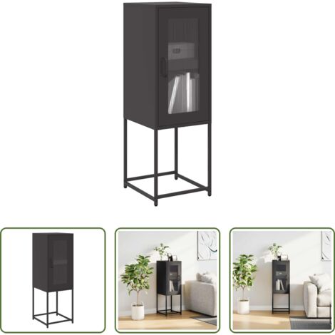 Aparador -  Aparador de acero laminado en frío negro 36x39x107 cm
