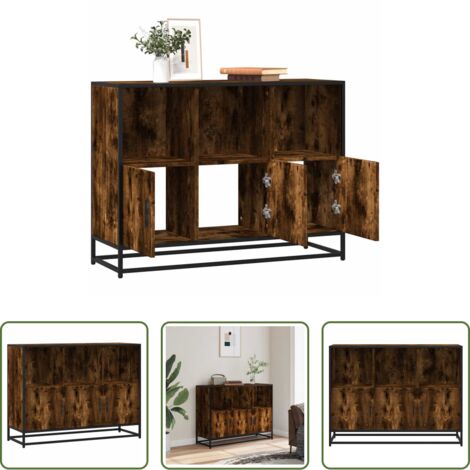 Aparador -  Aparador madera contrachapada color roble ahumado 100x35x76 cm